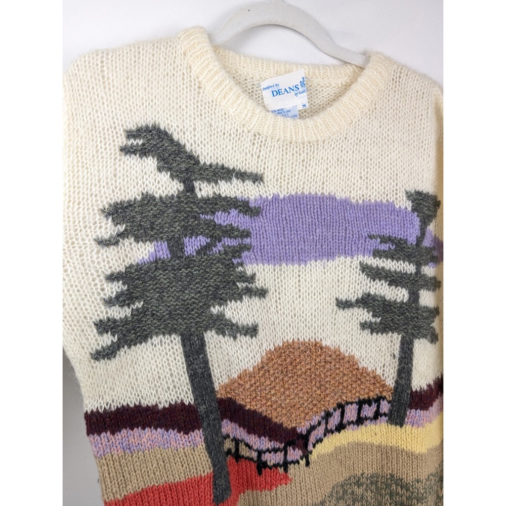 Vintage 90s Deans of Scotland Shetland Wool Sunset Sweater M Cottagecore Granny - Picture 4 of 8